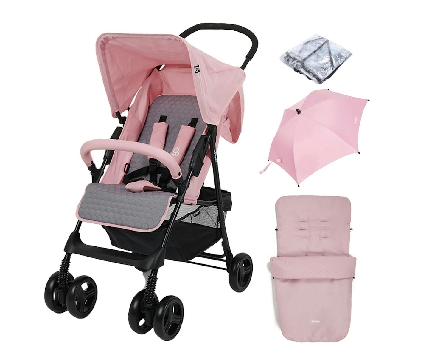 Puggle Holiday Luxe Pushchair Stroller with Raincover,